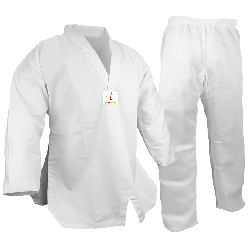 VNeck Taekwondo Uniform 8 oz. White Sports Town Martial Arts Supply
