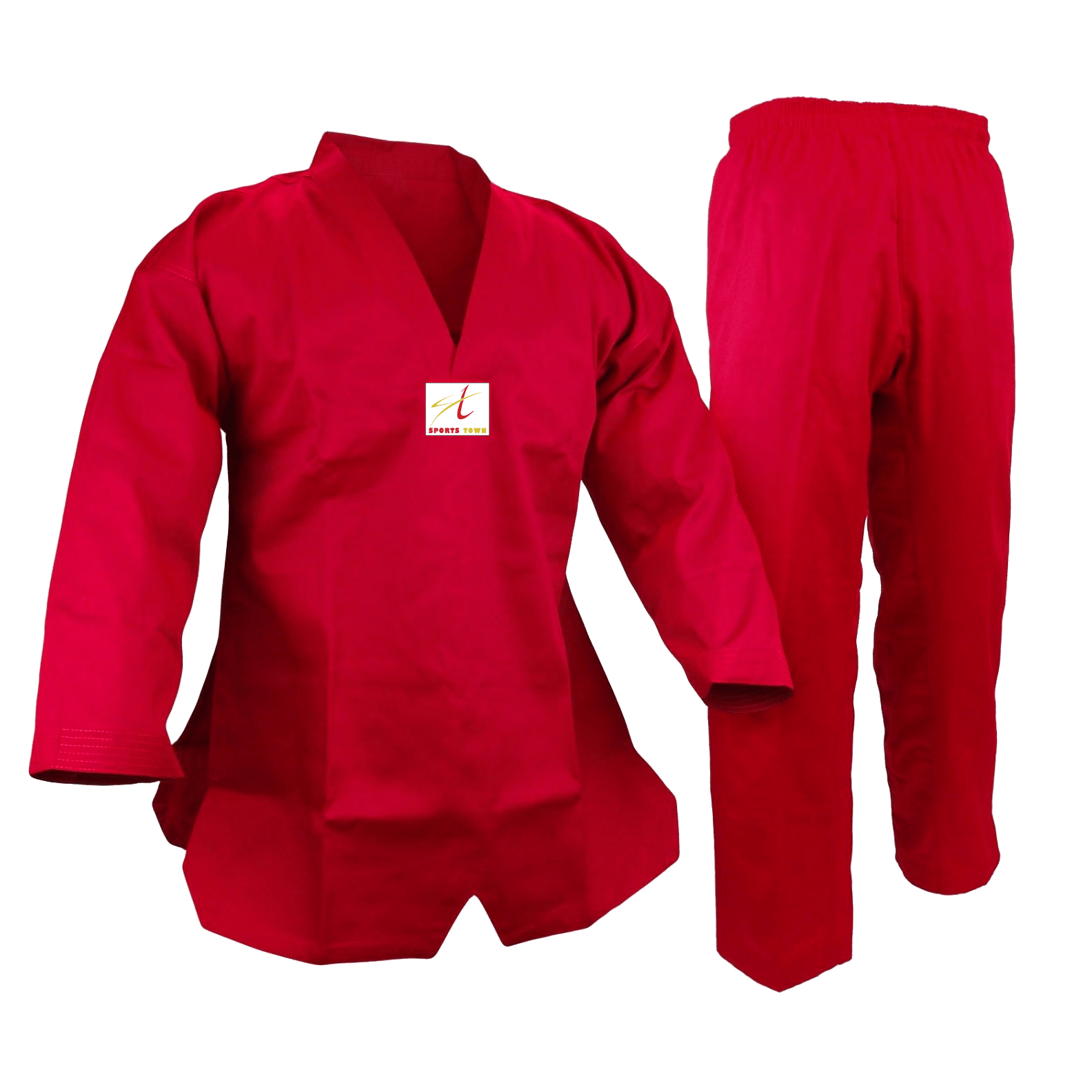 VNeck Taekwondo Uniform 8 oz. Red Sports Town Martial Arts Supply