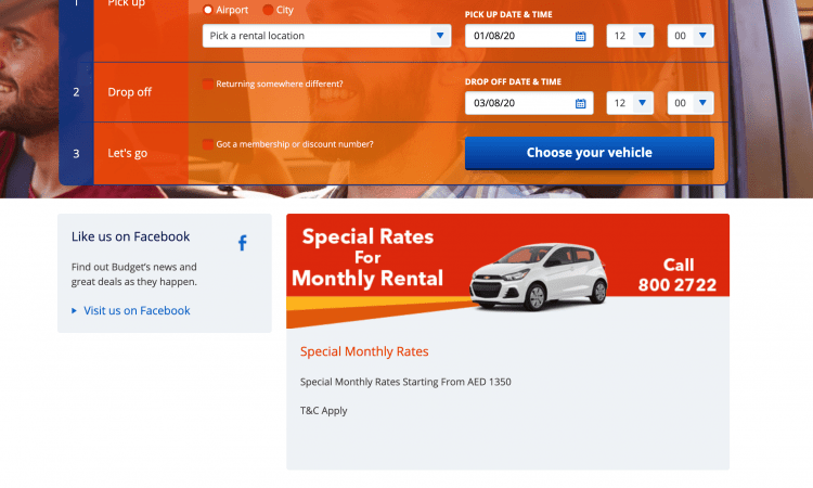 Budget car rental Spot Websites Best Online Website Directory in UAE