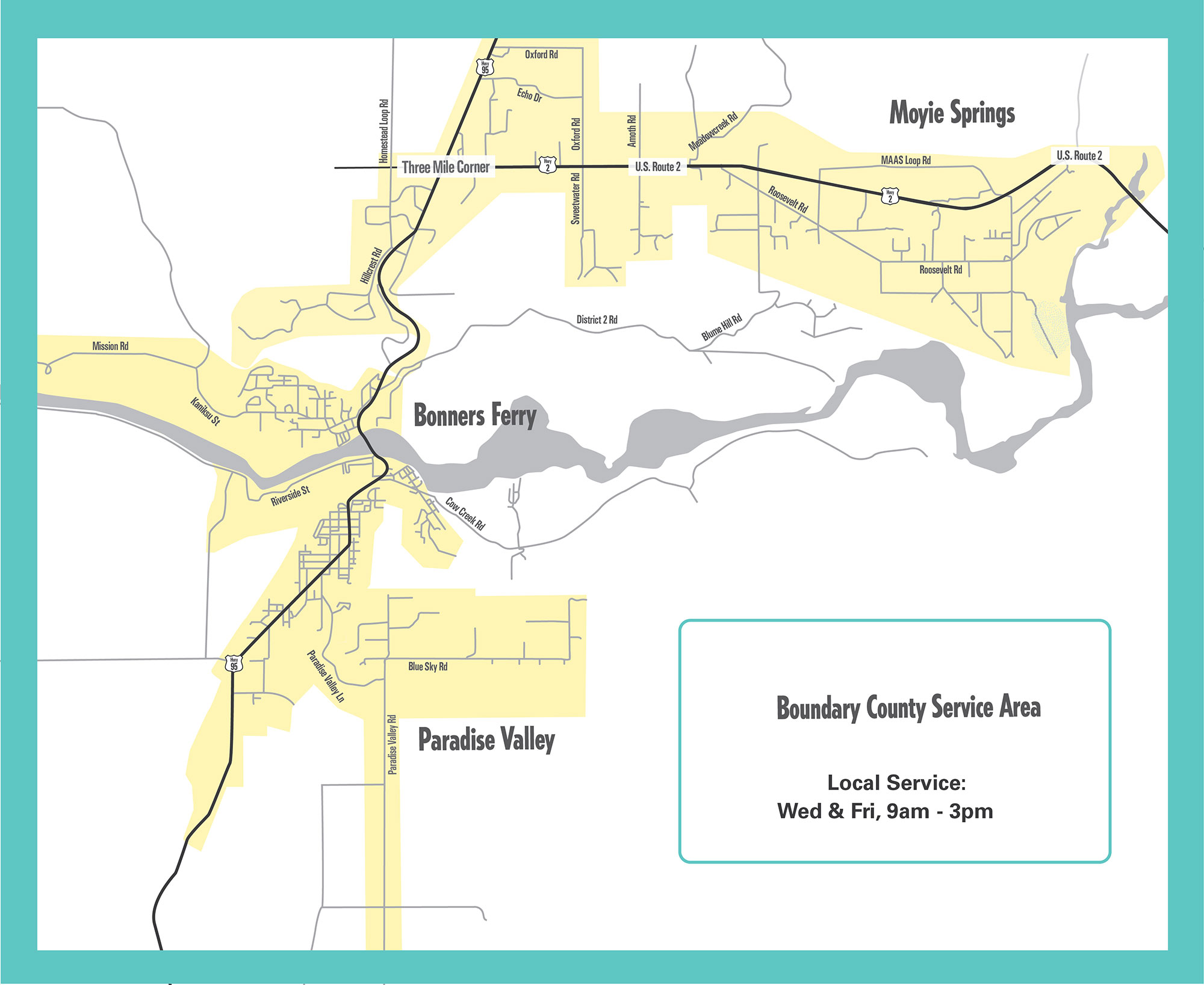 Boundary County Service SPOT Selkirk Pend Oreille Transit
