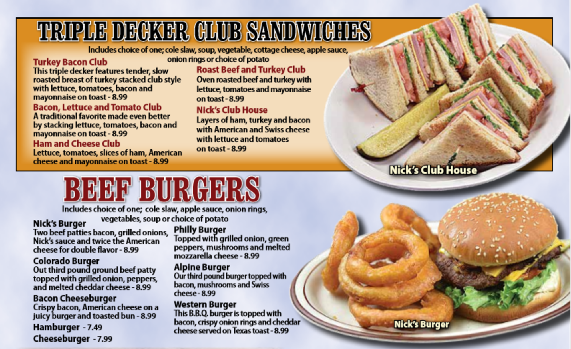 Nick's Family Restaurant Menu Nick's Family Restaurant