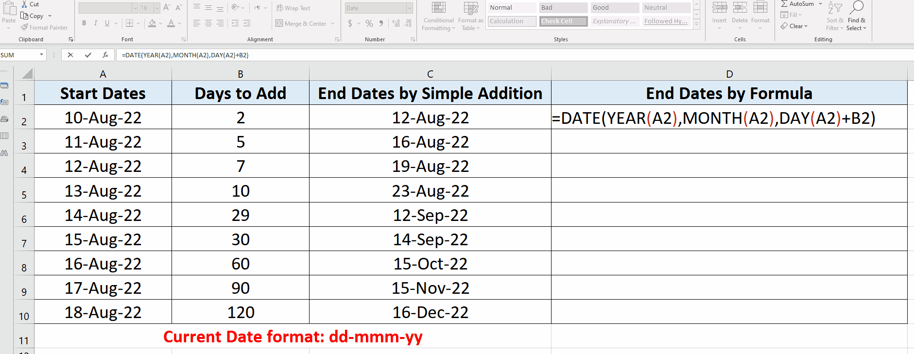How To Add Days To A Date In Excel SpreadCheaters