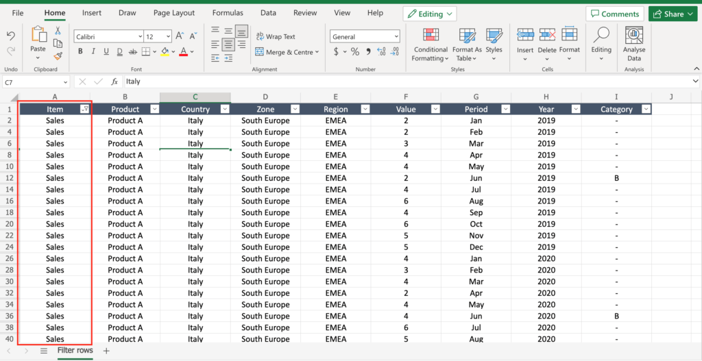 How to filter rows in Excel SpreadCheaters