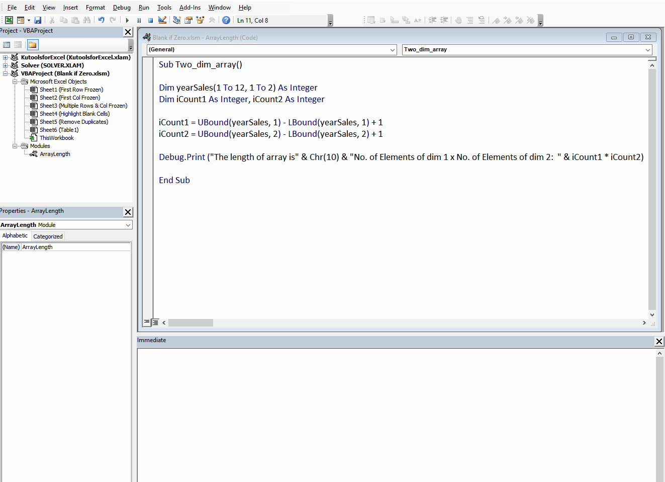 How To Find The Length Of An Array In VBA In Excel SpreadCheaters