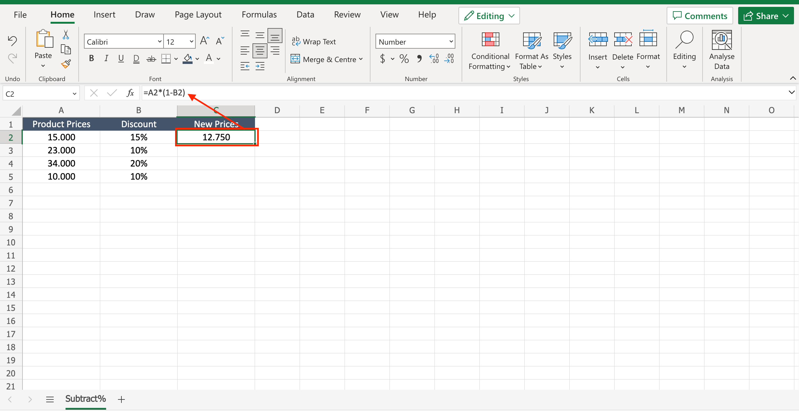 How to subtract percentages in Excel SpreadCheaters