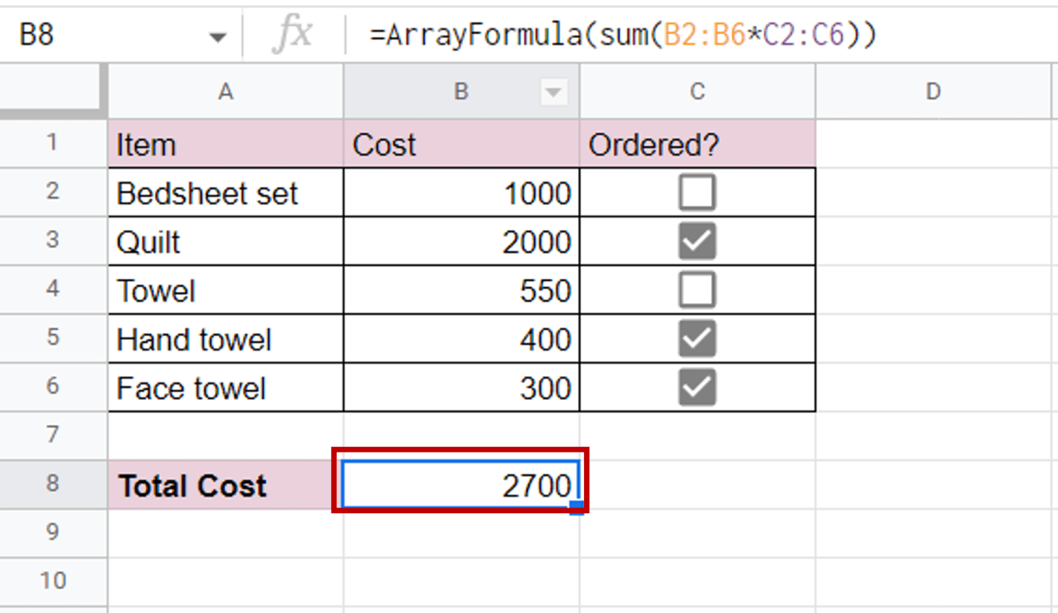 How to sum checkboxes in Google Sheets SpreadCheaters