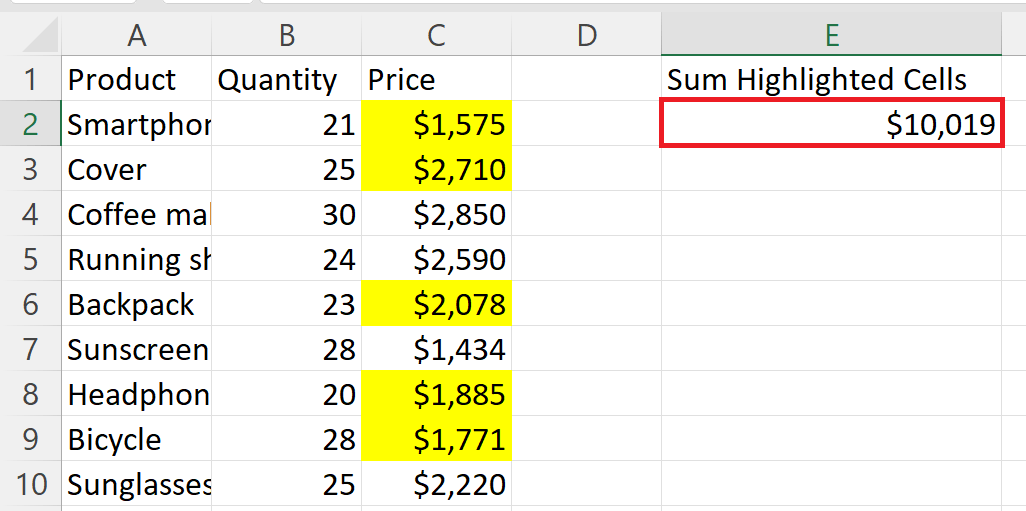 How To Sum Highlighted Cells In Microsoft Excel SpreadCheaters