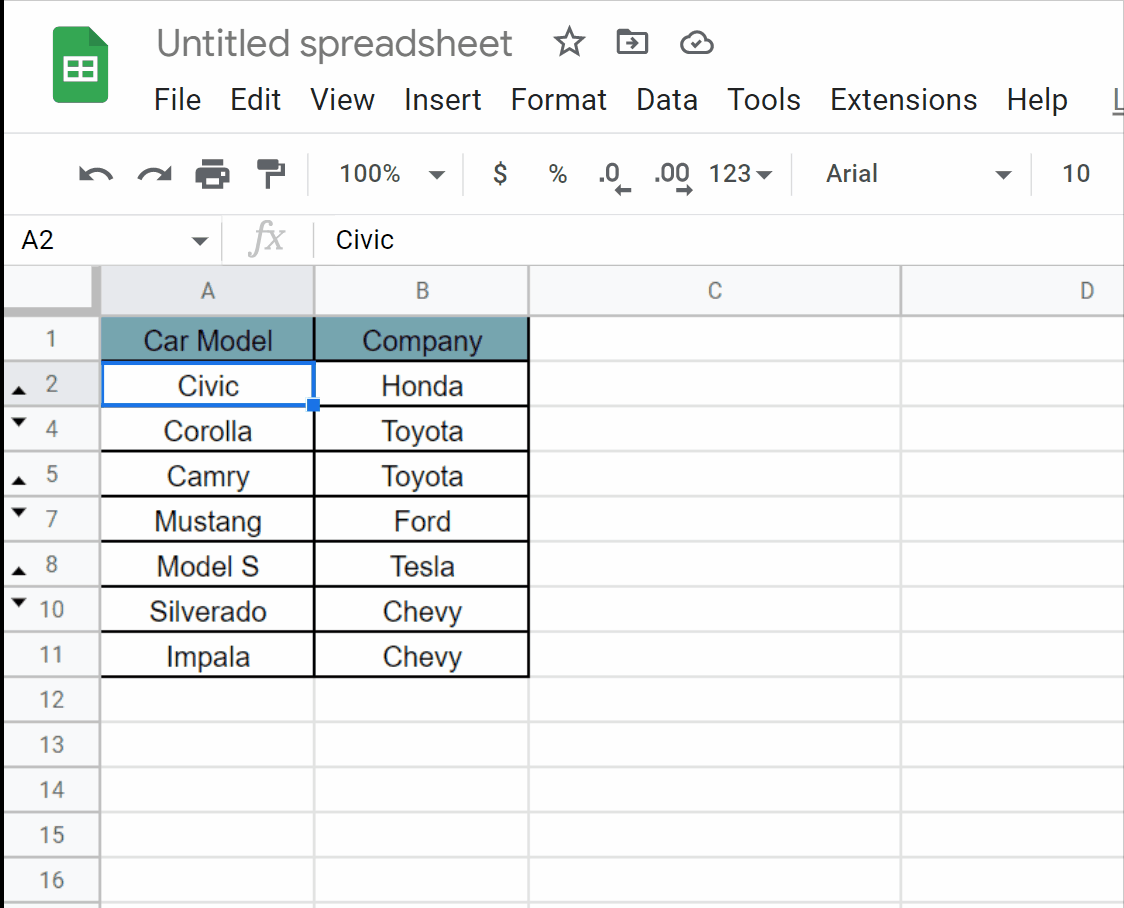 How To Unhide Rows In Google Sheets. SpreadCheaters