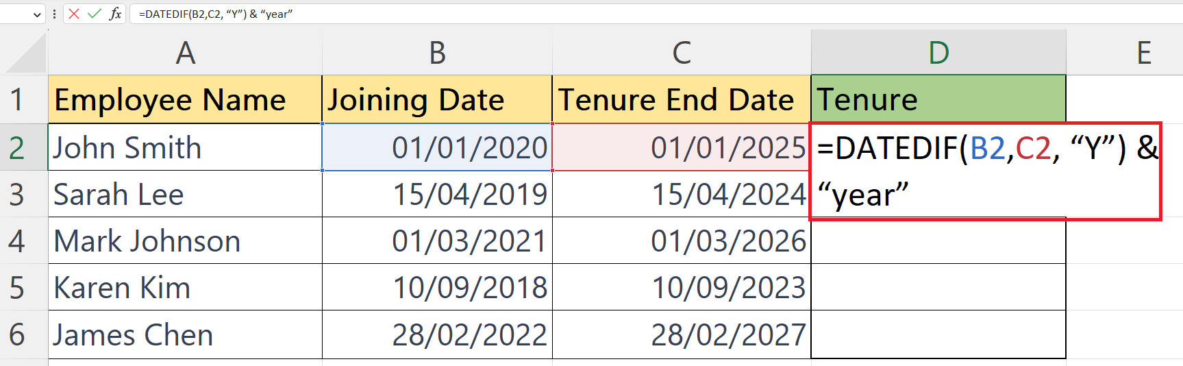 How To Calculate Tenure In Years And Months In Microsoft Excel
