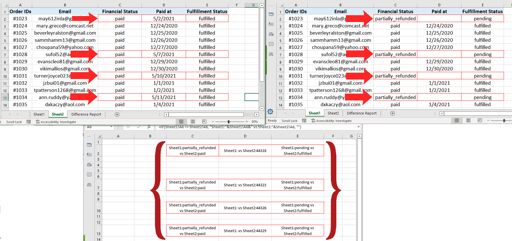 How To Compare Data From Two Worksheets In Excel | SpreadCheaters