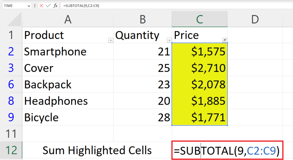 How To Sum Highlighted Cells In Microsoft Excel SpreadCheaters