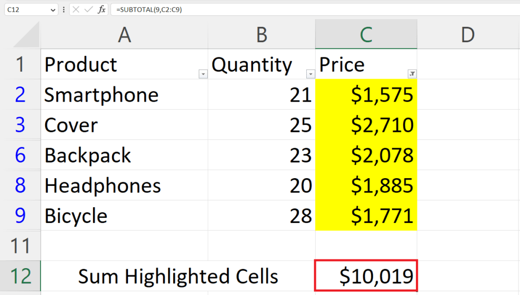 How To Sum Highlighted Cells In Microsoft Excel SpreadCheaters