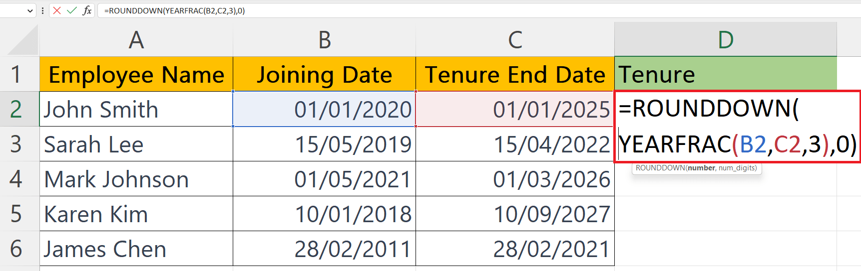 How To Calculate Tenure In Years And Months In Microsoft Excel