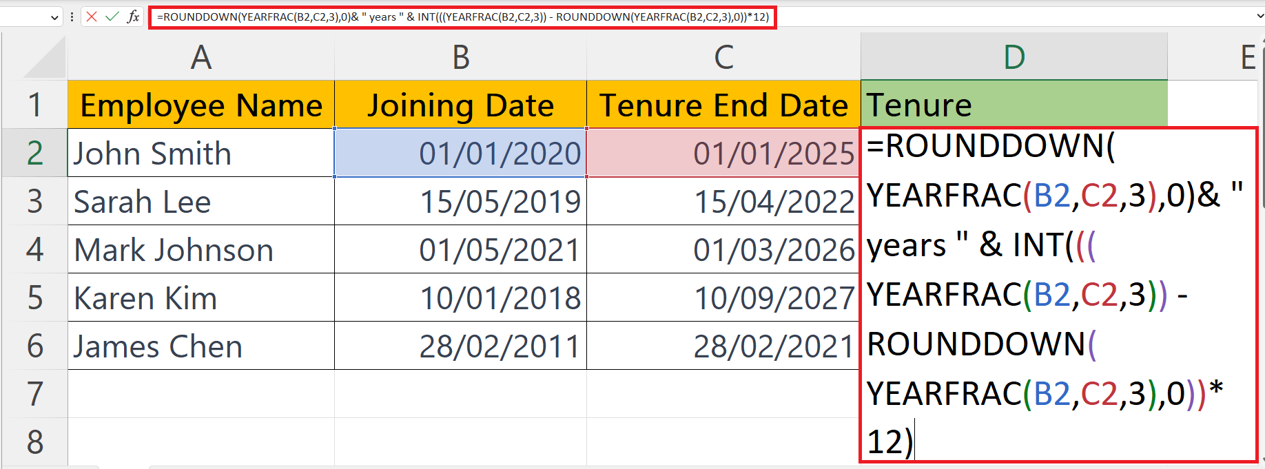 How To Calculate Tenure In Years And Months In Microsoft Excel