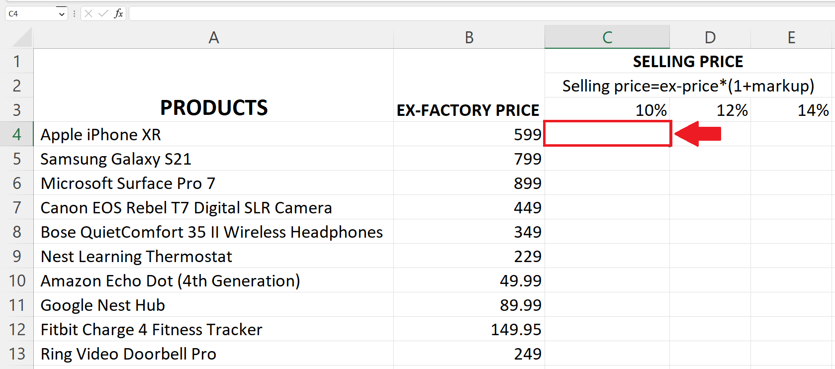 How To Implement Markup Formula In Microsoft Excel SpreadCheaters