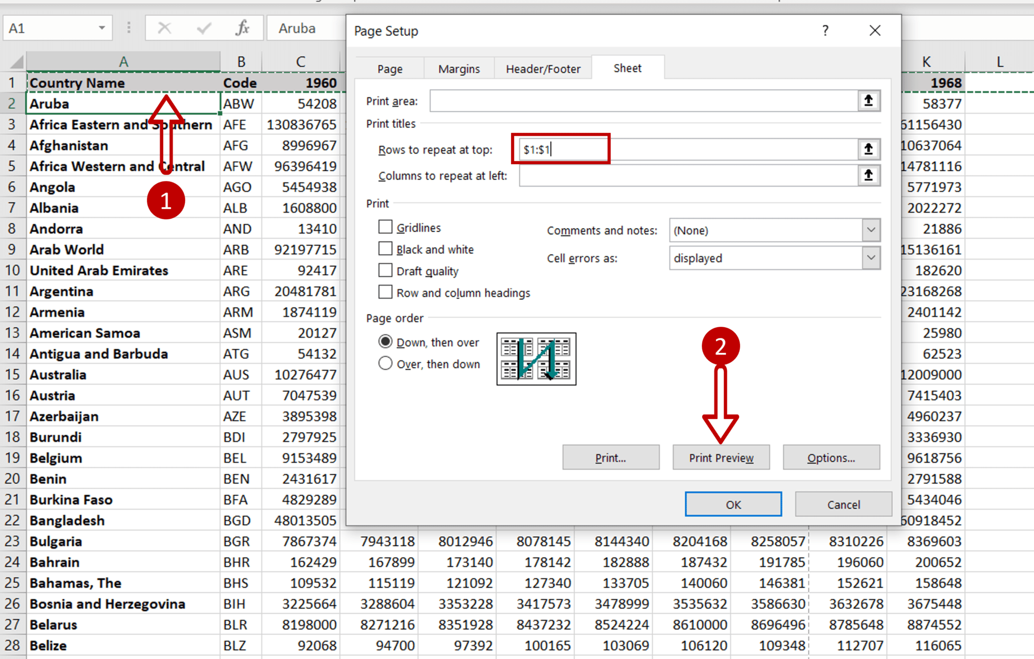 How to repeat row header in Excel SpreadCheaters