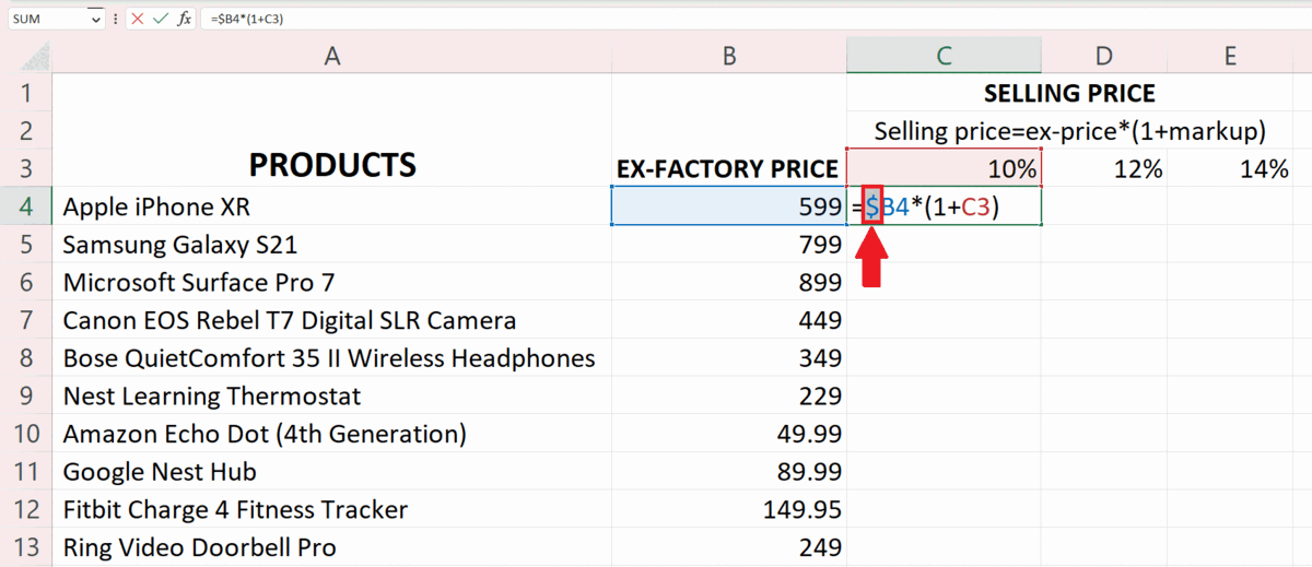 How To Implement Markup Formula In Microsoft Excel SpreadCheaters