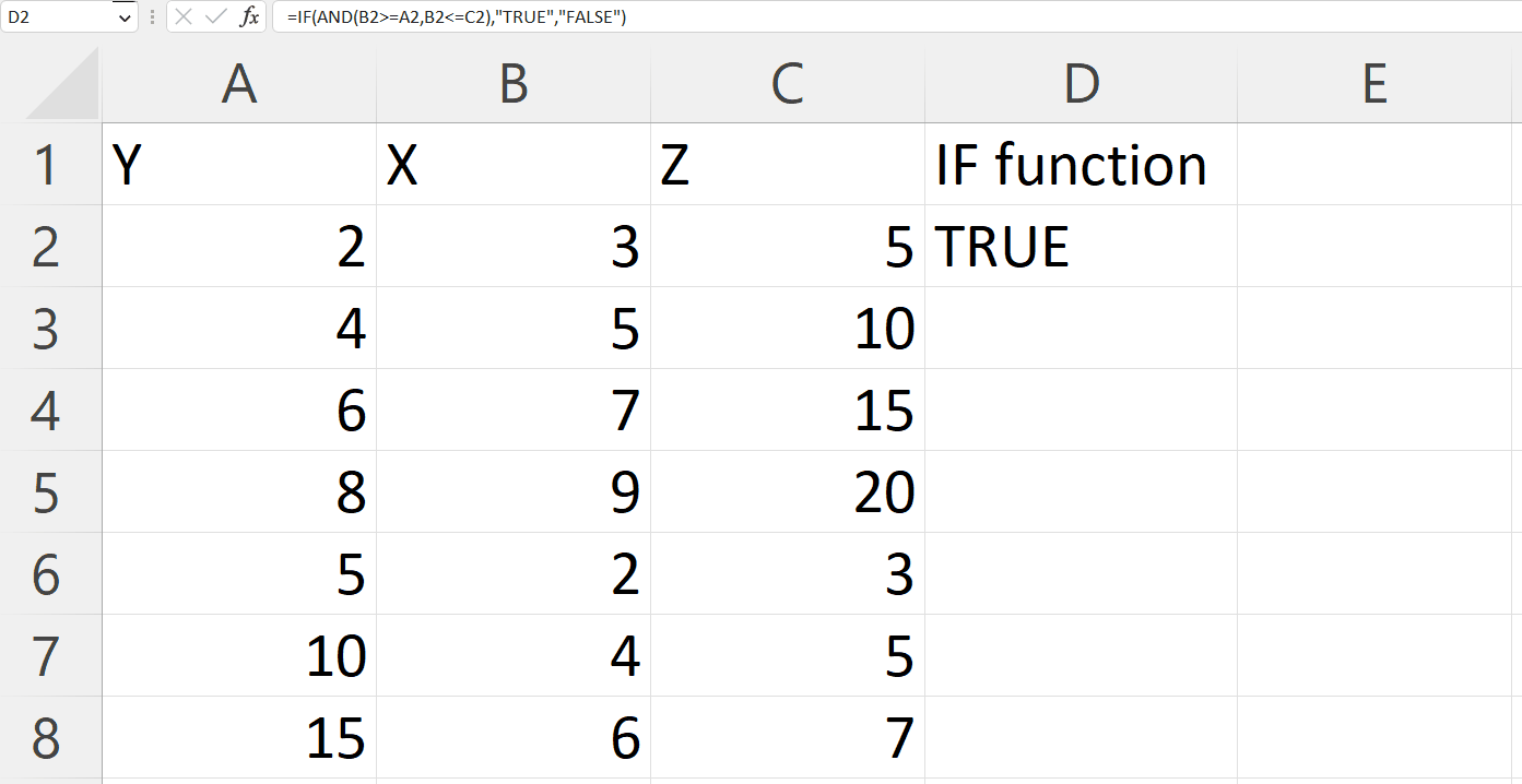 How To Use IF Function Between Two Number In Microsoft Excel