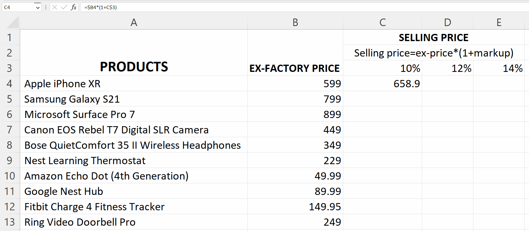 How To Implement Markup Formula In Microsoft Excel SpreadCheaters