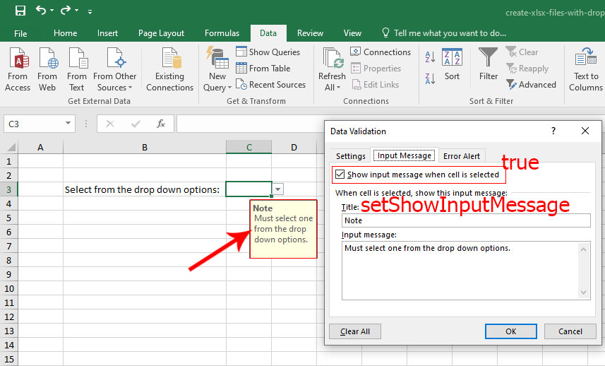 Create Xlsx Files With Drop Down List Data Validation SpreadSheet