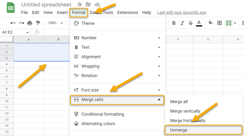 How to☝️ Merge Cells in Google Sheets Spreadsheet Daddy