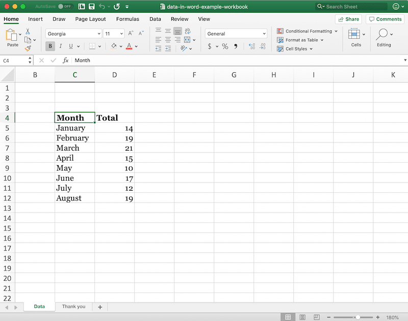 Word Excel Sheet