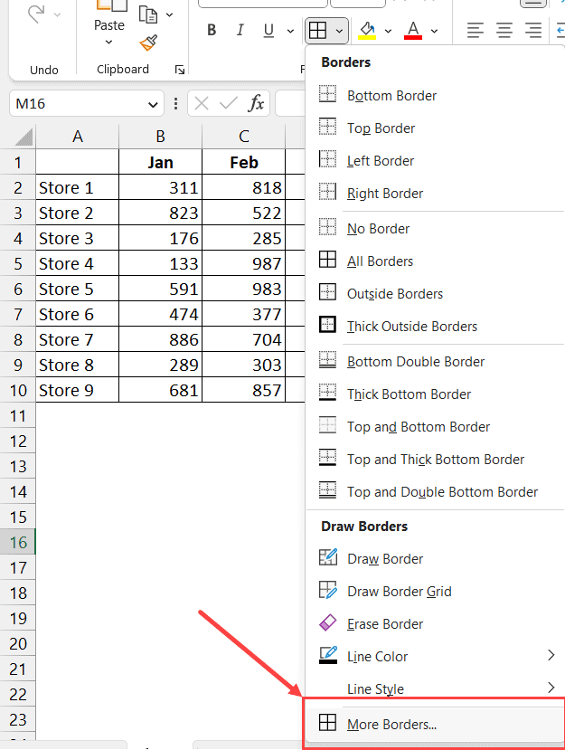 Apply Border to Cells in Excel (Shortcut)
