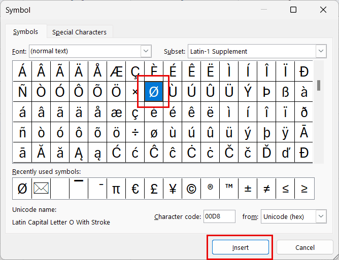 How to Insert Diameter Symbol in Excel?