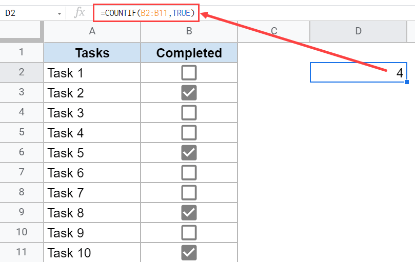 Count Checkboxes in Google Sheets with 2 Simple Formulas