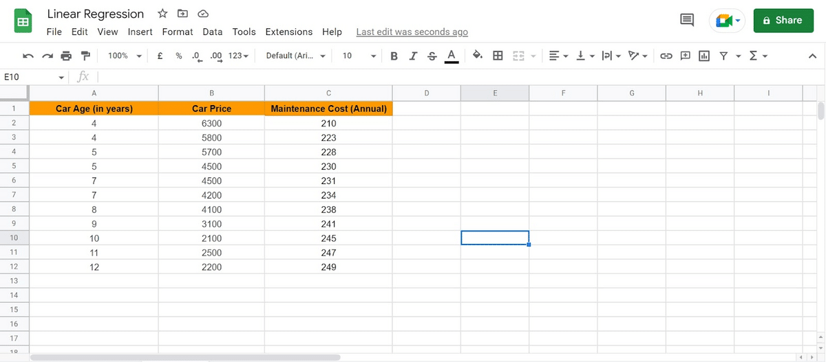Simple Linear Regression Google Sheets Guide (Video + 2 Examples)