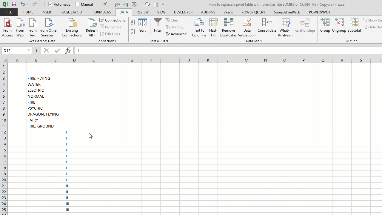 Pivot Table Alternative Using Formulas