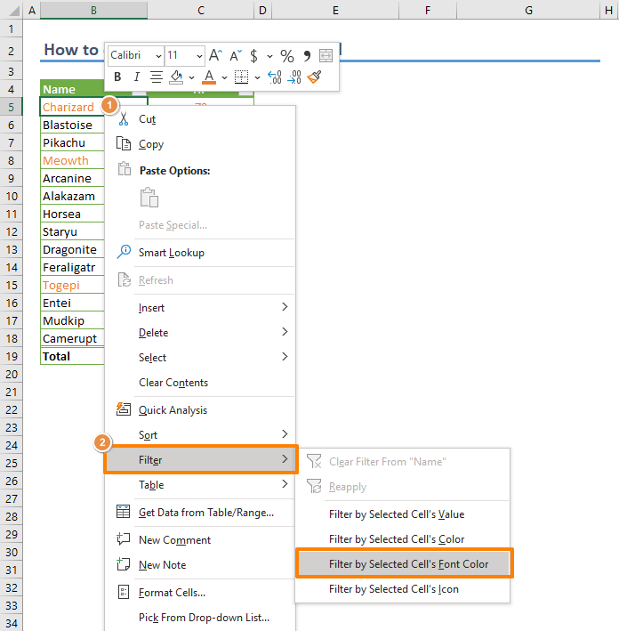 How To Filter Cells Based On Color In Excel Printable Online