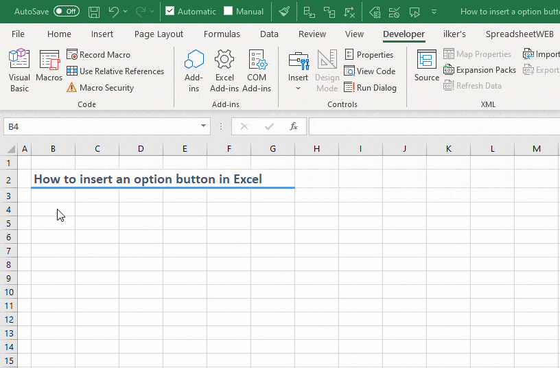 How To Insert A Button In Excel