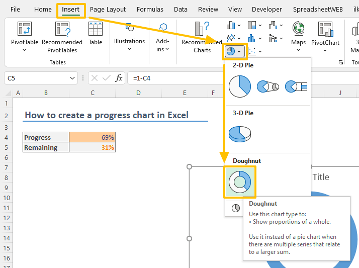 How to create a progress chart in Excel