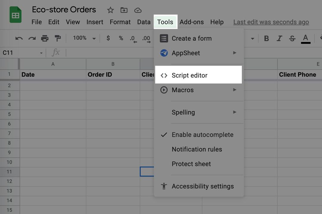 Adding SpreadSimple orders into a Google Sheet with Google Apps Script