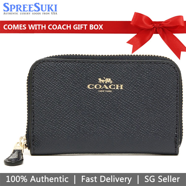 SpreeSuki Coach Zip Around Coin Case Midnight Navy Dark Blue F27569