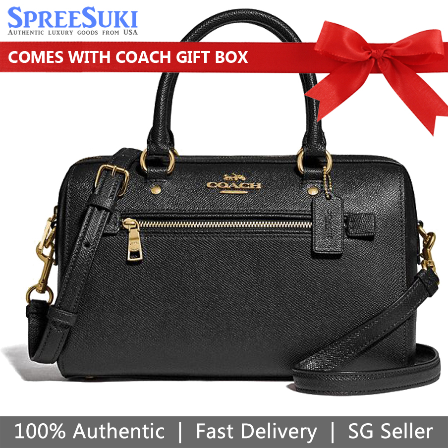 SpreeSuki Coach Crossbody Bag Rowan Satchel Leather Black F79946