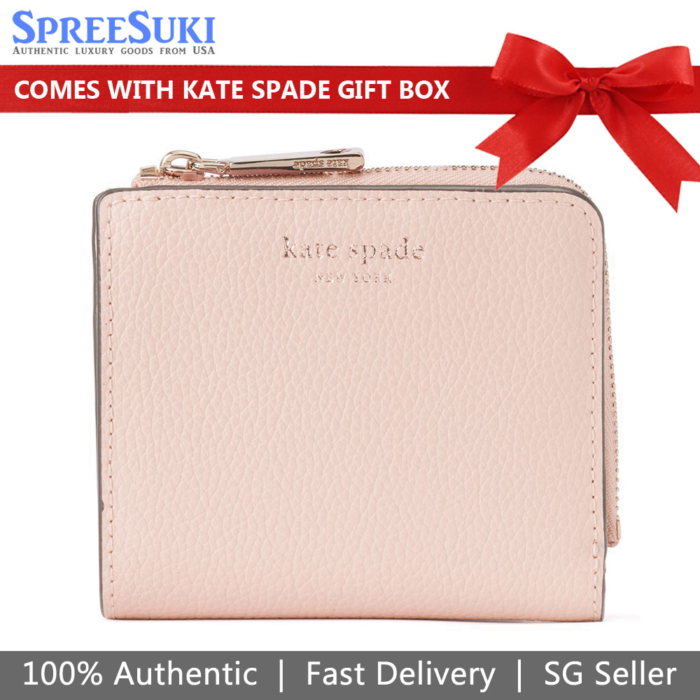 SpreeSuki Kate Spade Eva LZip Bifold Wallet Rose Smoke Pink WLRU6253