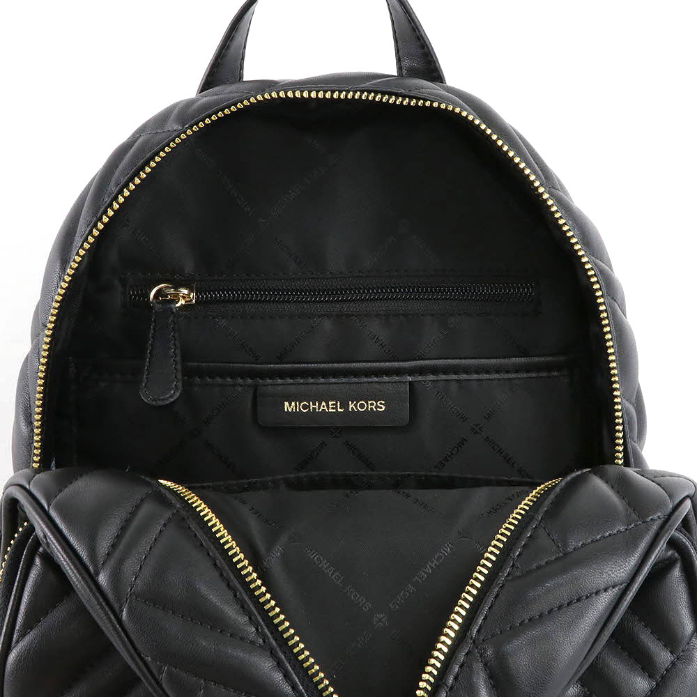 SpreeSuki Michael Kors Abbey Medium Quilted Leather Backpack Black
