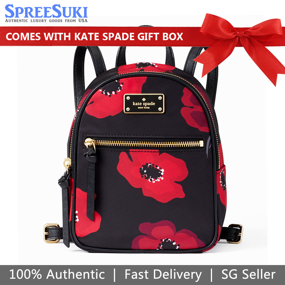 SpreeSuki Kate Spade Mini Bradley Poppy Floral Print Black WKRU5419