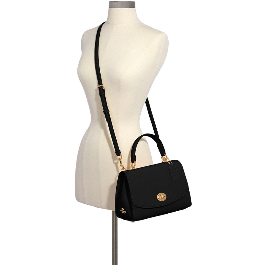 SpreeSuki Coach Crossbody Bag Tilly Top Handle Satchel Leather Black