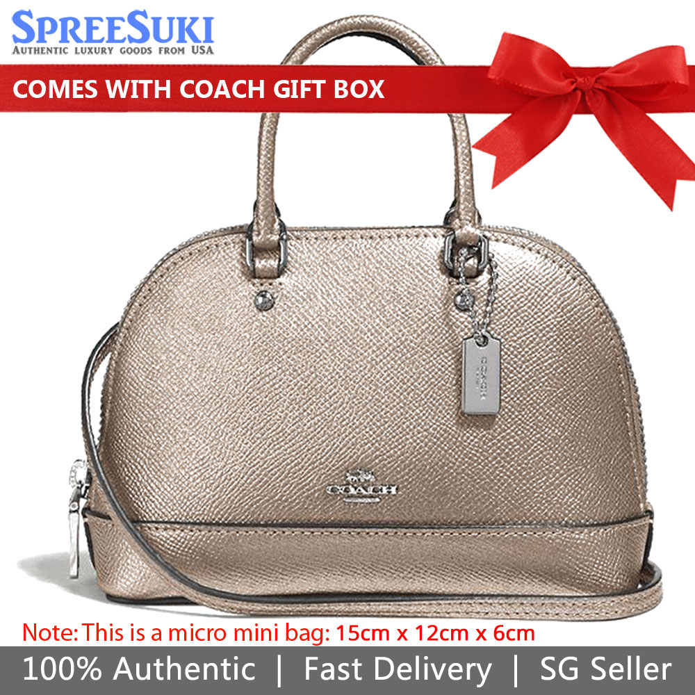 SpreeSuki Coach Crossbody Bag Micro Mini Sierra Satchel Platinum Gold