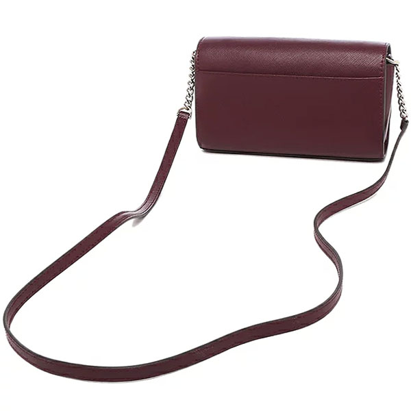 SpreeSuki Kate Spade Small Flap Crossbody Bag Cherrywood Dark Red