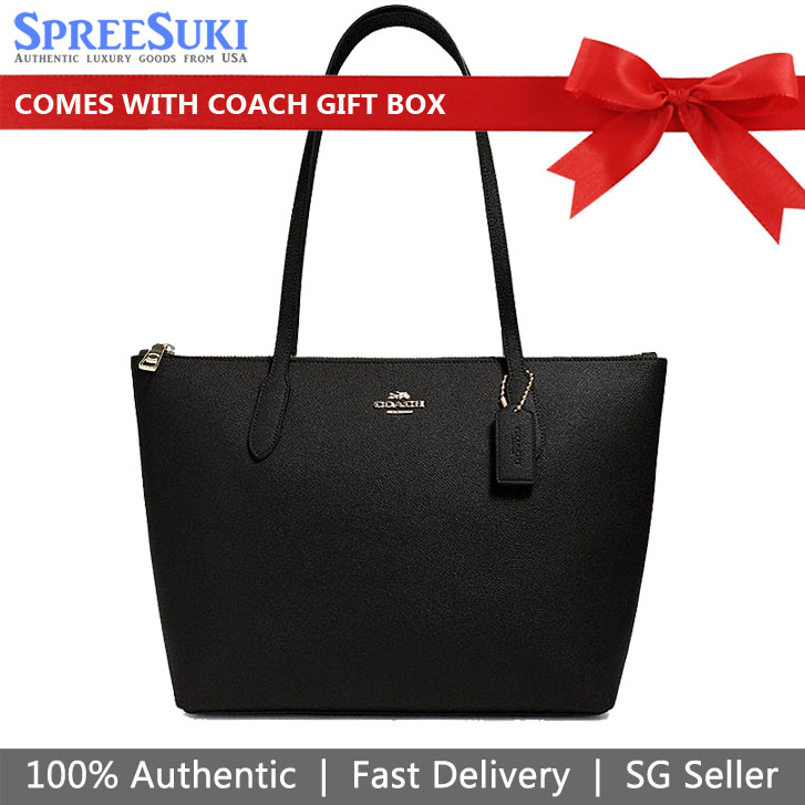 SpreeSuki Coach Shoulder Bag Zip Top Tote Black 4454