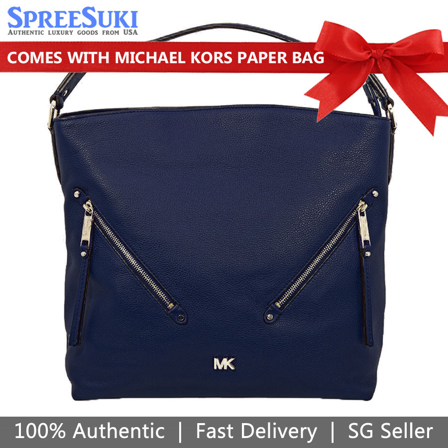 SpreeSuki Michael Kors Evie Large Hobo Admiral Navy Dark Blue