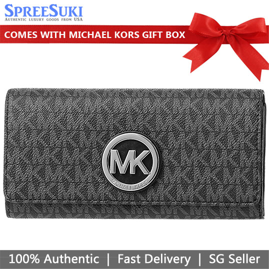 SpreeSuki Michael Kors Fulton Long Gusset Carryall Wallet Black