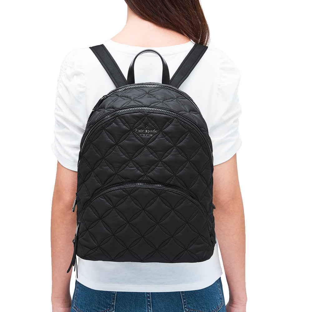 SpreeSuki Kate Spade Karissa Nylon Quilted Large Backpack Black