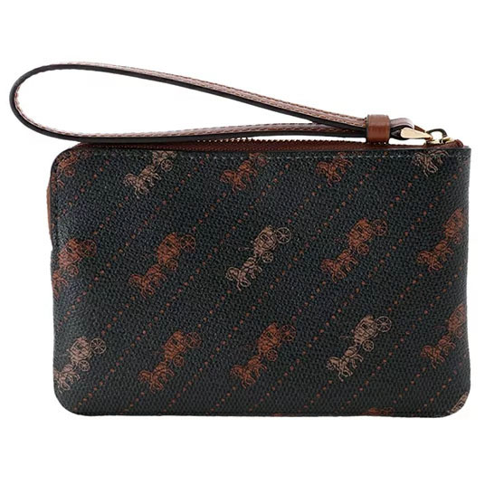 SpreeSuki Coach Small Wristlet Corner Zip Wristlet With Horse And