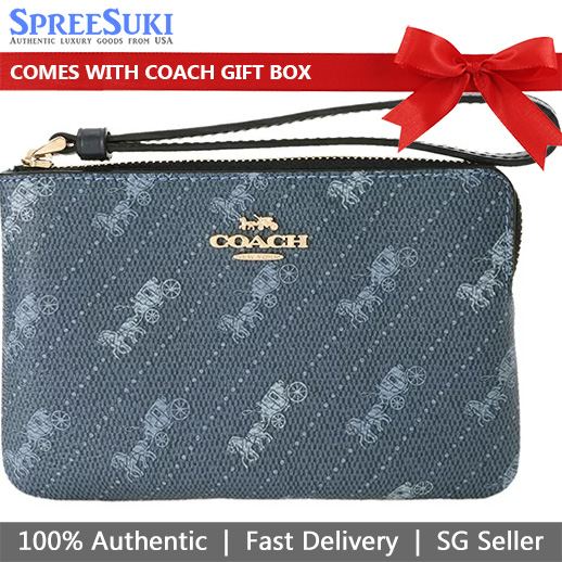 SpreeSuki Coach Small Wristlet Corner Zip Wristlet With Horse And
