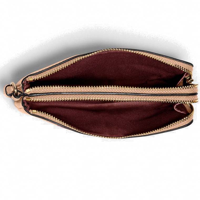 SpreeSuki Coach Small Wristlet Double Corner Zip In Pebbled Leather